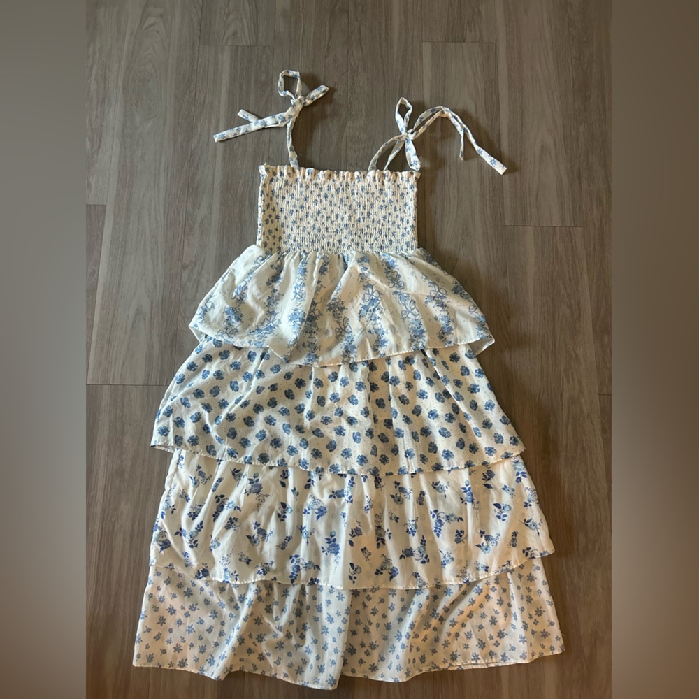 Floral Blue and White Maxi dress